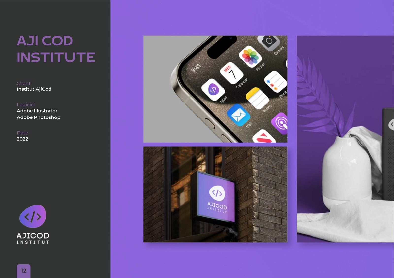Réalisation Aji Cod — Logo · Identité visuelle · Applications