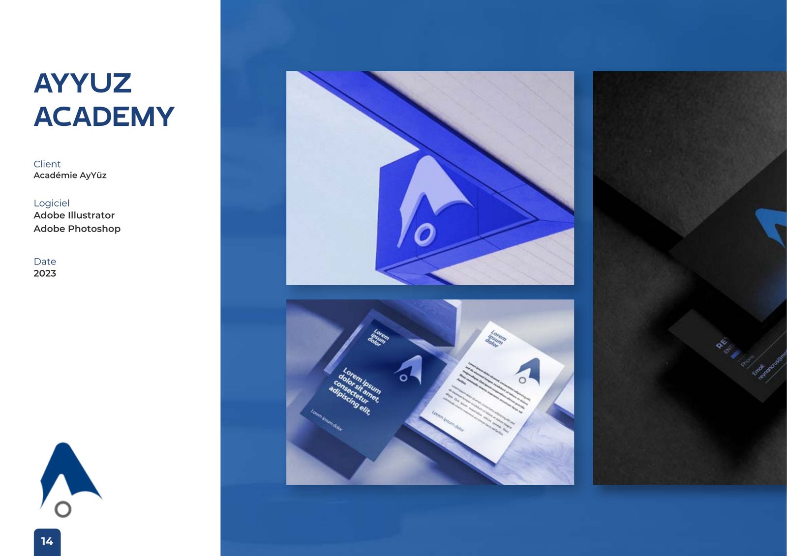 Réalisation AyYüz Academy — Logo · Identité visuelle · Papeterie