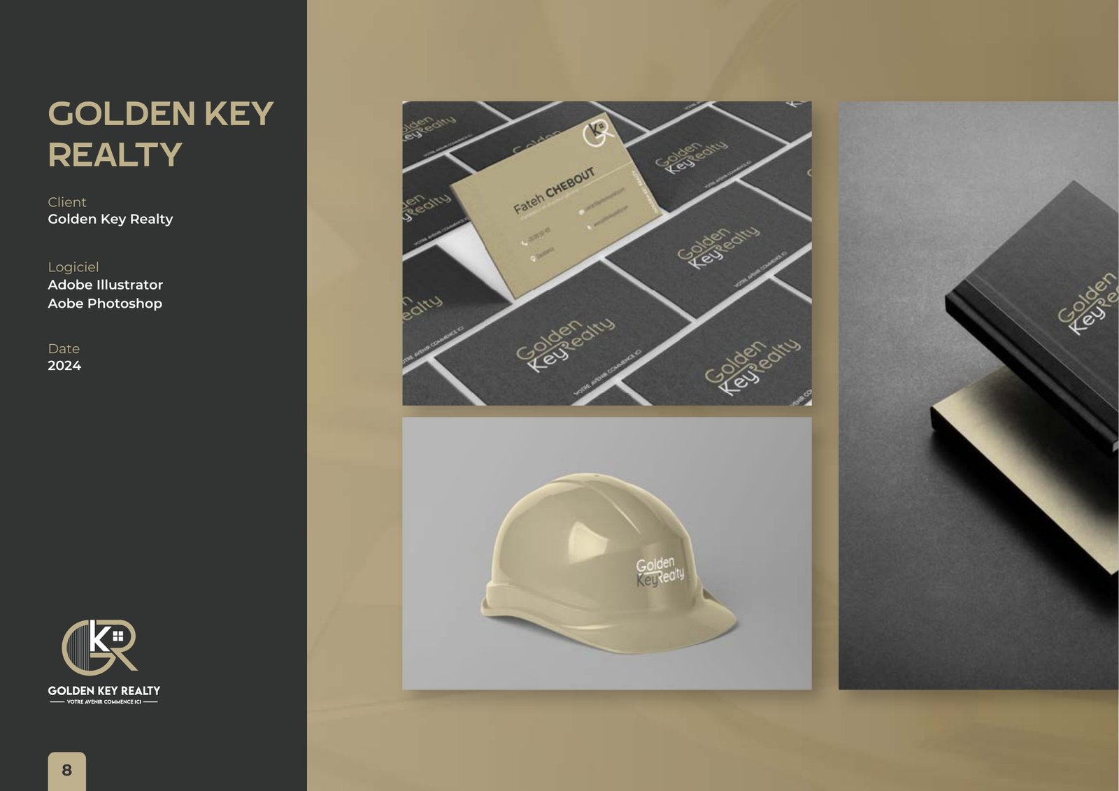 Réalisation Golden Key Realty — Logo · Identité visuelle · Papeterie